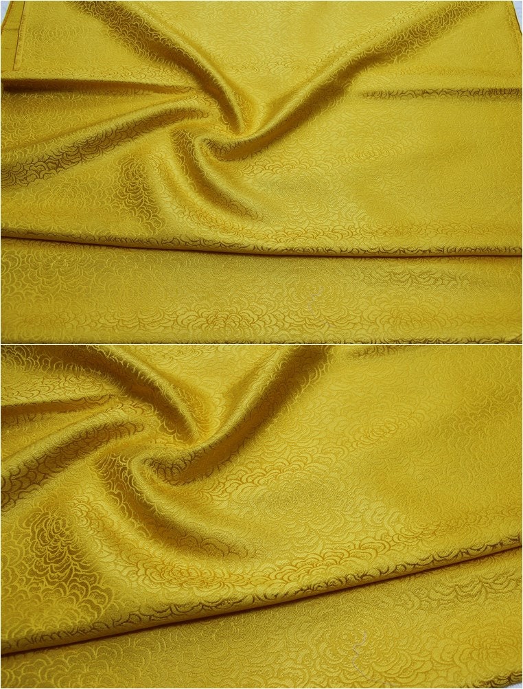 Floral Brocade Fabric: Chrysanthemum Satin Silk, 29.5" Wide