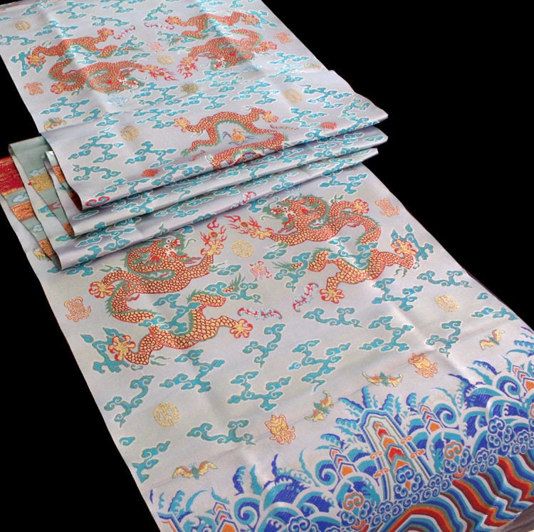 Five Dragon Tibetan Silk Brocade Fabric: Colorful Woven Ornaments