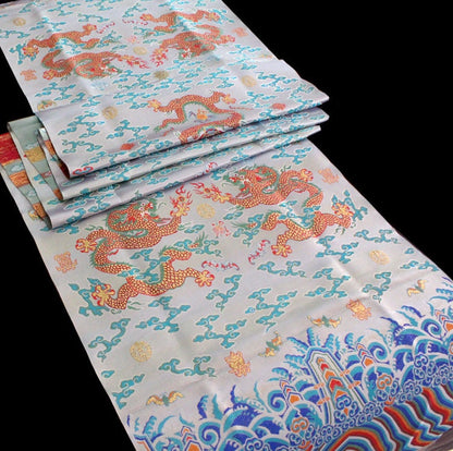 Five Dragon Tibetan Silk Brocade Fabric: Colorful Woven Ornaments