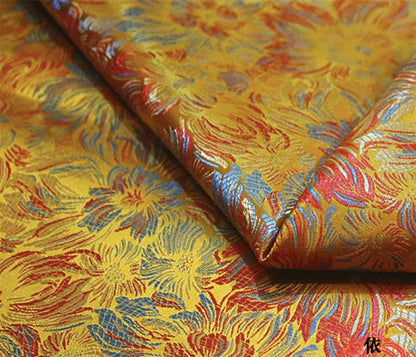 Chrysanthemum Silk Brocade Fabric: Colorful Cheongsam Qipao Sewing Material