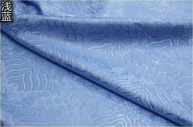 Ocean Waves Silk Rayon Brocade Fabric: Upholstery, Costume, Decor