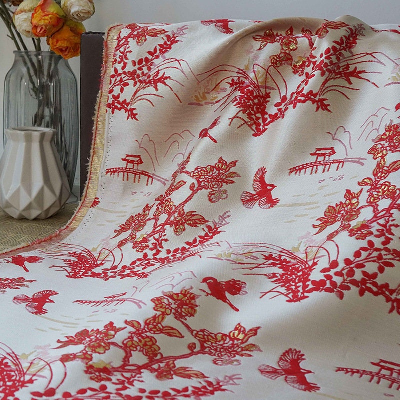 Gold Thread Jacquard Fabric: 3D Upholstery, Costume, Decor - 60"W