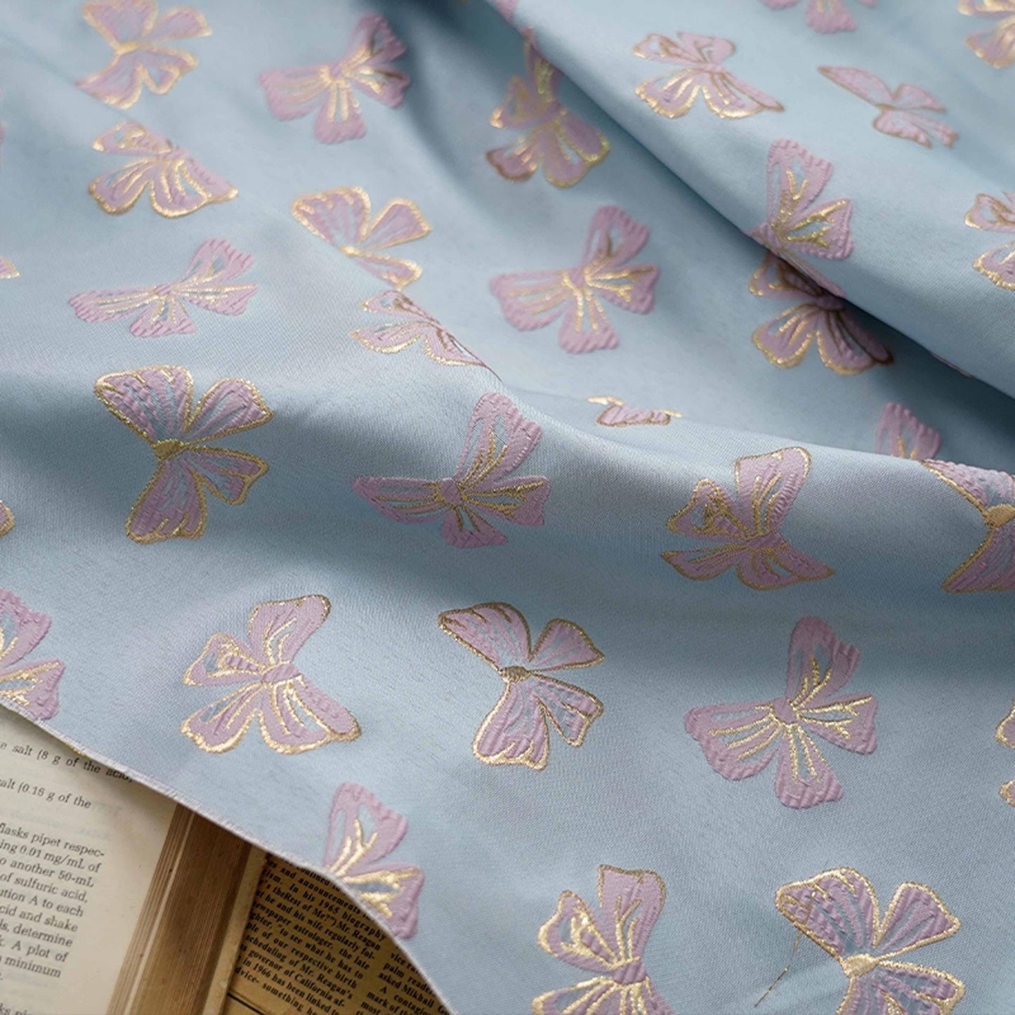 Butterfly Jacquard Fabric: Gold Thread Rayon Blend, 59" Wide By The Meter