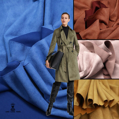 Stretch Faux Suede Fabric: Polyester Spandex Blend, 58" Wide