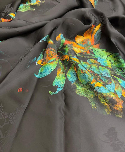 Black Lotus Mulberry Silk Fabric: 40 Momme, 55" Wide