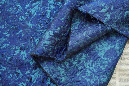 Dark Blue Jacquard Fabric: Retro 3D Texture, Upholstery & Sewing, 59" Wide