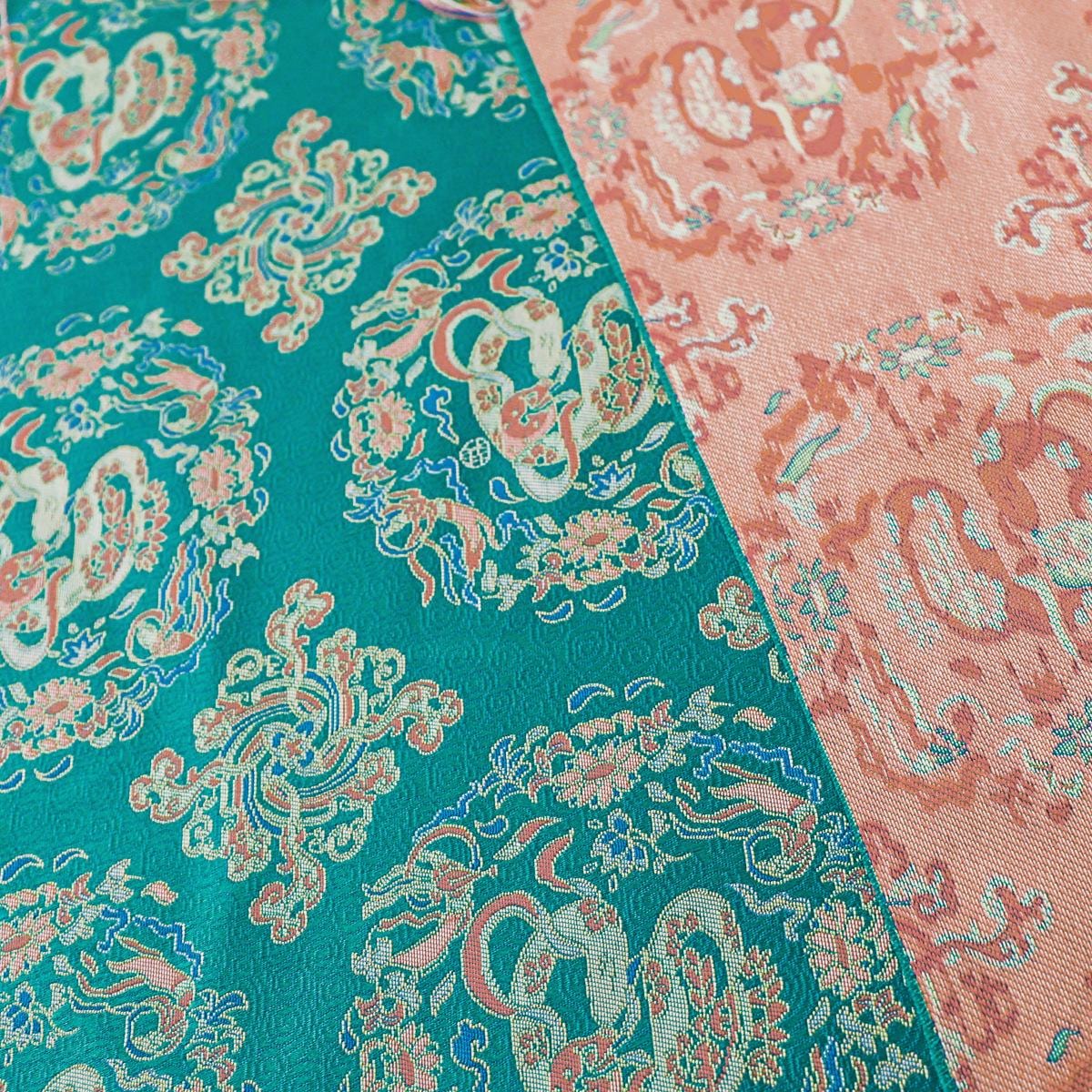 Teal Brocade Fabric: 59"W Rayon Blend, Square Pattern