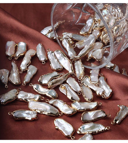 Perles baroques à bordure dorée : fournitures pour la création de bijoux à faire soi-même