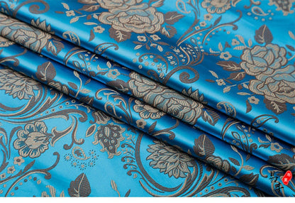 Peony Flower Brocade Fabric: 29.5"W Rayon Nylon Blend, Upholstery & Sewing By The Meter
