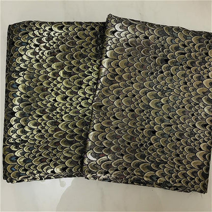 Metallic Damask Satin Fabric: 3D Fish Scale Jacquard, 57" Wide