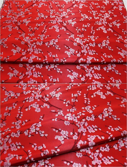 Tissu brocart de soie à fleurs de prunier : tissu pour cheongsam qipao multicolore