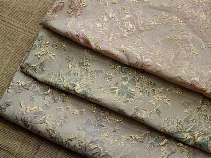Gold Thread Jacquard Fabric: 3D Oil Painting Texture, 55" Wide