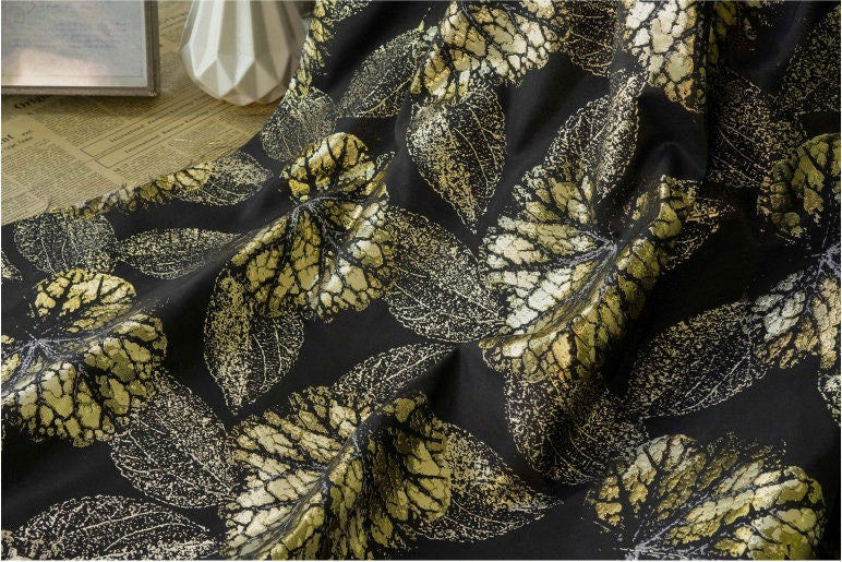 Gold Thread Jacquard Fabric: Blue Floral 3D Texture, 57" Wide By Meter