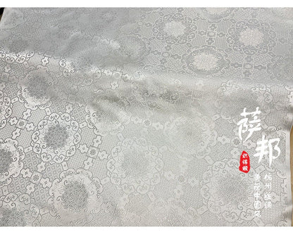 Black & White Metallic Silk Brocade Fabric: Traditional Upholstery, Quilting - By The Meter