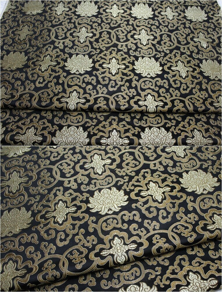 Chinese Medallion Brocade Fabric: Silk Rayon Blend, 29.5" Wide