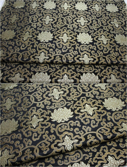 Chinese Medallion Brocade Fabric: Silk Rayon Blend, 29.5" Wide