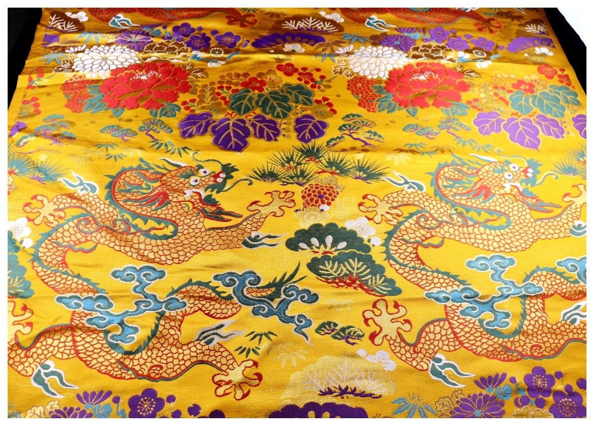 Dragon Jacquard Satin Fabric: Silk Rayon Brocade, Costume Decor - Poppylollipop