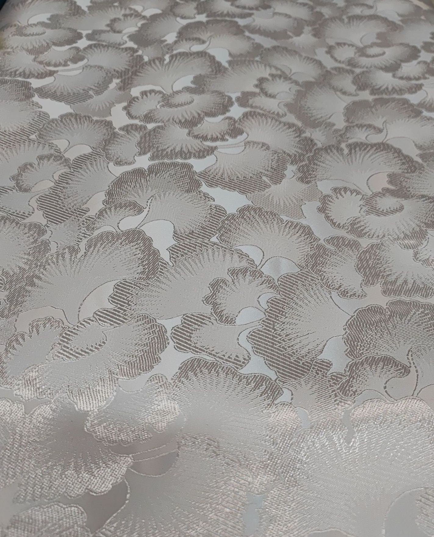 Ginkgo Biloba Brocade Damask Fabric: Gold Woven Rayon, 45" Wide
