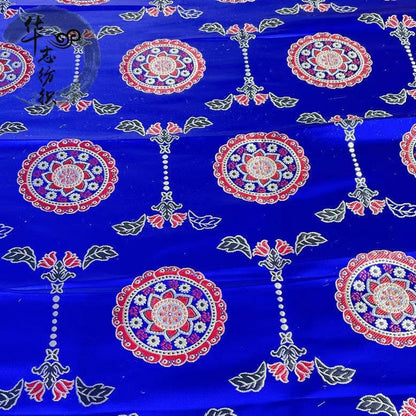 Tibetan Damask Brocade Fabric: Buddhism Inspired Rayon, 29.5"W, By The Meter