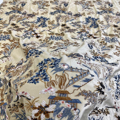 Beaded Sequin Embroidery Fabric with Velvet Base ��� DIY Dressmaking, Gowns, Costum"Wide