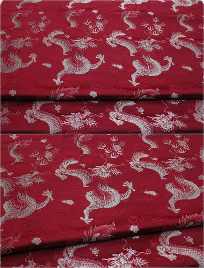 Chinese Dragon Silk Brocade Fabric: Fire Pattern, 29" Wide