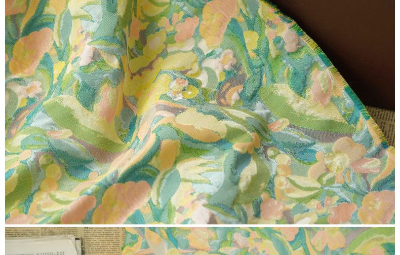 Gold Thread Jacquard Fabric: 3D Oil Painting Texture, 60" Wide