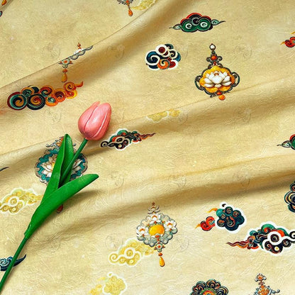 Lotus Cloud Tencel Jacquard Fabric: Elegant Hanfu & Qipao Sewing Material