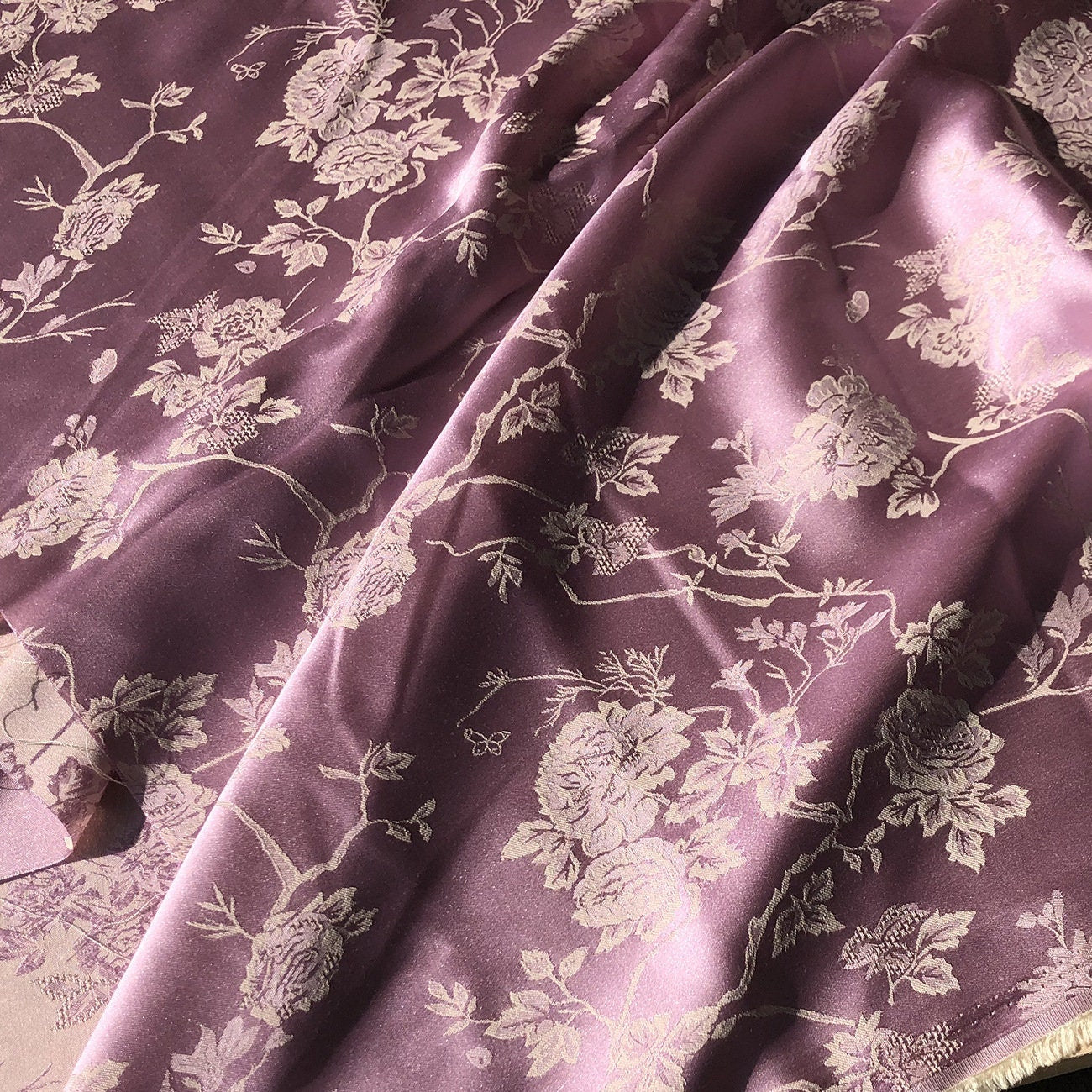 Butterfly Jacquard Fabric: 57"W Cotton Rayon Blend, Upholstery & Sewing