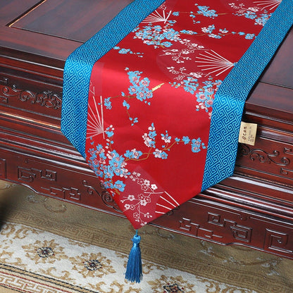 Tissu brocart à fleurs de prunier rouge : Matériel de couture pour cheongsam qipao