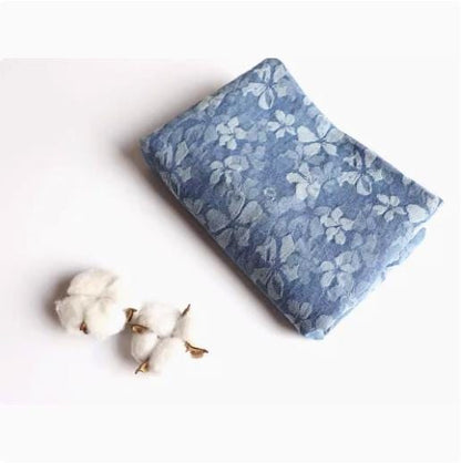Ripped Denim Fabric: Soft Blue Raw Edge Striped Cotton (59" Wide)