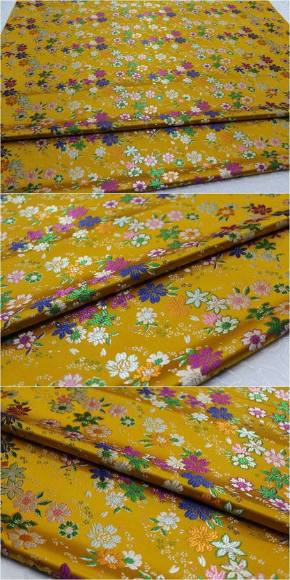 Cherry Blossom Jacquard Brocade Fabric: Japanese Silk Rayon Blend