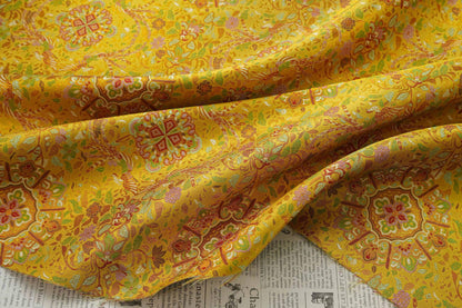 Gold Thread Brocade Fabric: Chinese Style Jacquard Weaving, 59" Wide