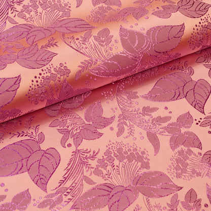 Brocart de soie à motif feuilles d'arbre, pour la confection de vêtements et d'articles d'ameublement - Largeur : 114 cm