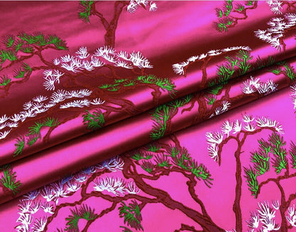 Pine Tree Silk Brocade Fabric: 59" Wide Upholstery & Sewing