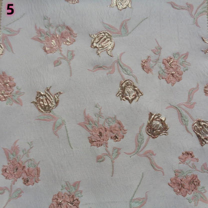 Magnolia Gold Foil Jacquard Chenille Fabric: Floral Upholstery, 56"W