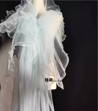 Pleated Tulle Mesh Fabric | Stiffened Silhouette, 59" Wide