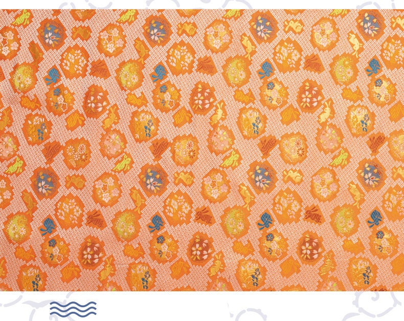 Nishijin Japanese Brocade Fabric: Easter Bunny Jacquard Silk Blend (59" Wide)