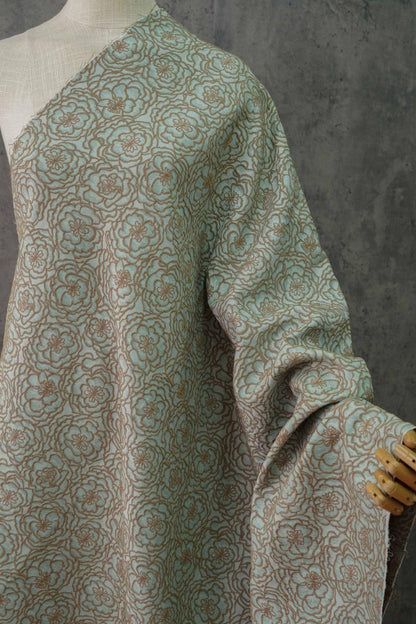 Tissu jacquard floral à fil doré : ameublement 3D, costumes et couture - 140 cm de large
