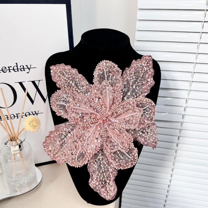 3D Floral Lace Appliqu�� ��� Beaded Sequin Flower Patch, Se