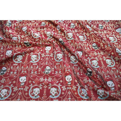 Panda Jacquard Fabric With Gold Thread: 59" Wide, Cheongsam Costume Decor