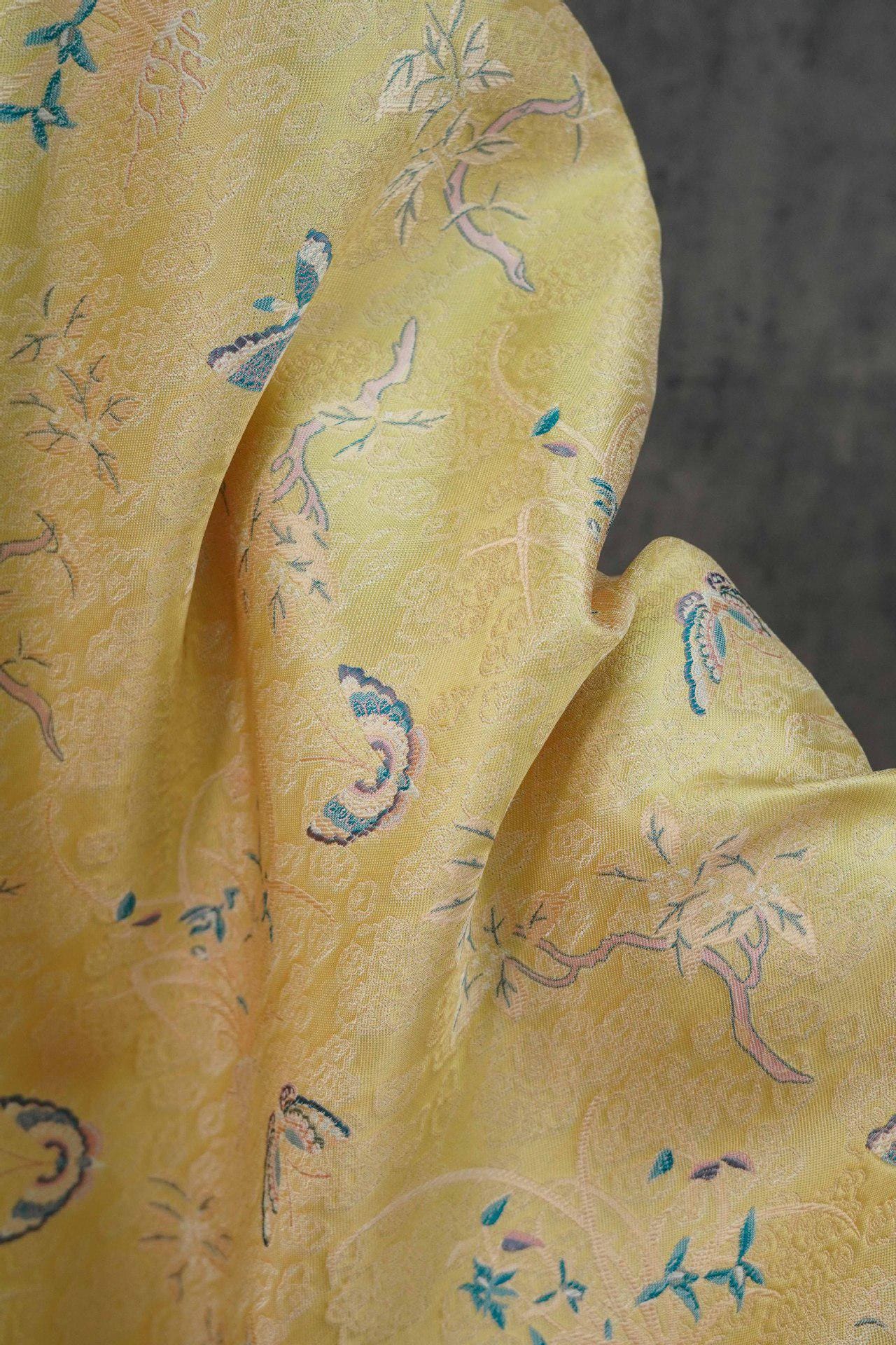Song Brocade Fabric: Gold Butterfly Jacquard, Cheongsam Sewing Material