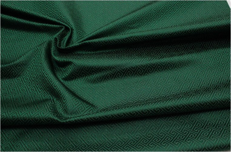 Chinese Brocade Fabric: Small Fret Pattern Silk Rayon Blend