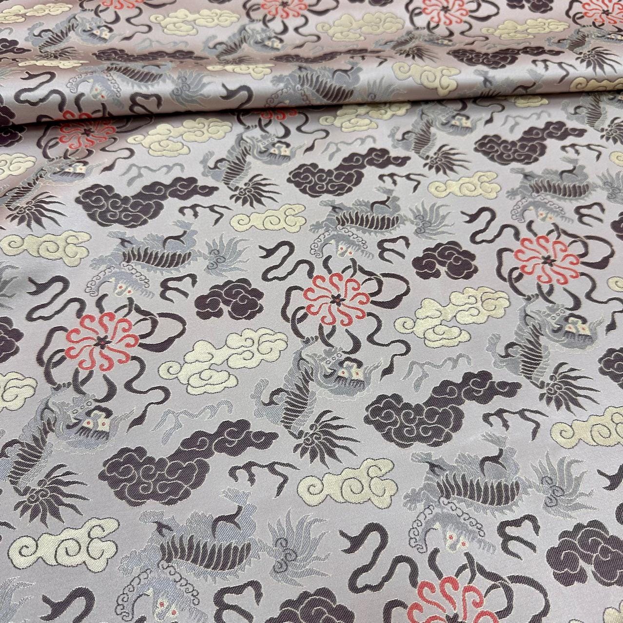 Kirin & Cloud Silk Brocade Fabric: 59" Wide Rayon Blend