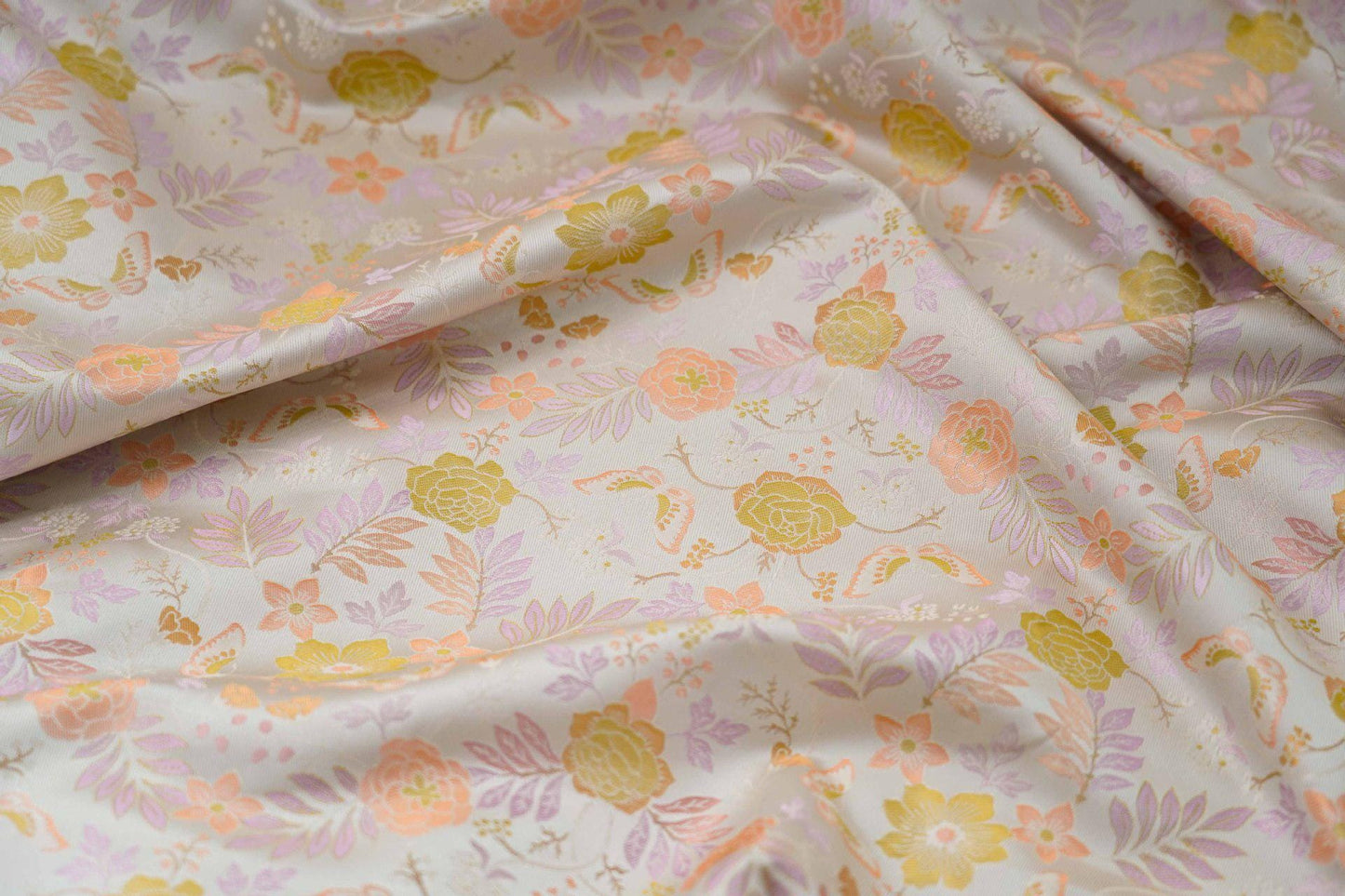 Floral Jacquard Fabric: Gold Thread Upholstery, 59" Wide