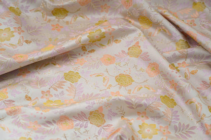 Floral Jacquard Fabric: Gold Thread Upholstery, 59" Wide