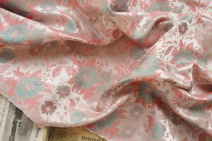 Floral Silk Brocade Fabric: Jacquard Damask for Upholstery & Costume