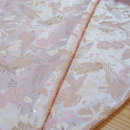 Tissu jacquard à motif d'oiseaux : 140 cm de large, polyester, matériau de couture