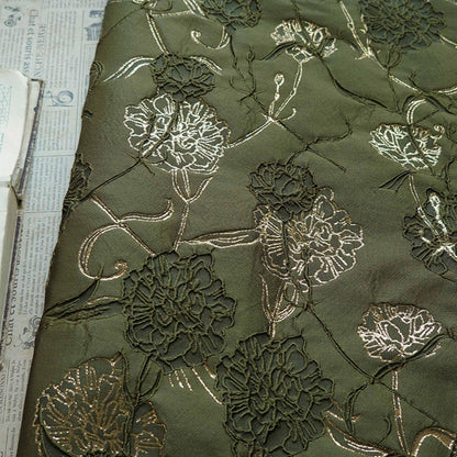 Gold Thread Jacquard Fabric: 3D Floral Upholstery, Costume & Decor