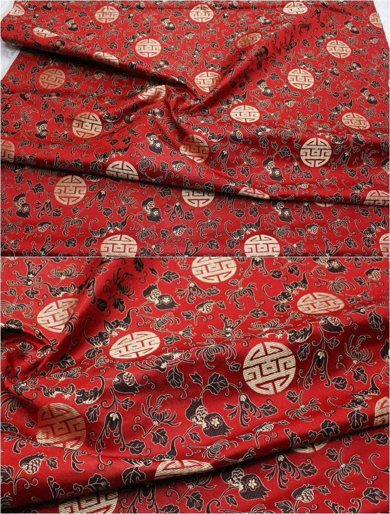 Floral Jacquard Brocade Fabric: Traditional Chinese Style (29.5" Wide)