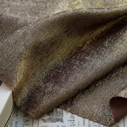 Metallic Gold Jacquard Chiffon Fabric ��" Wide Drapey Material